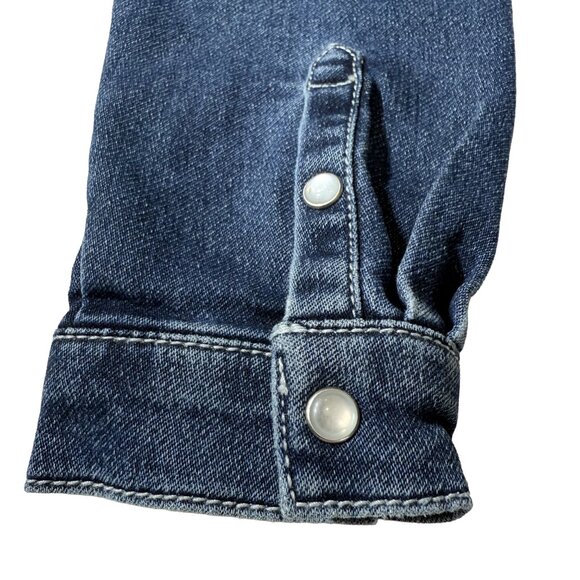 NWOT Wrangler Girls Large Denim Dress Western Pearl Snap Embroidered Cowgirl - Picture 8 of 12